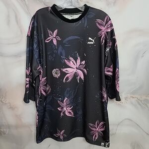 Puma Women's L Archive Floral Logo Oversize T-Shirt Dress
